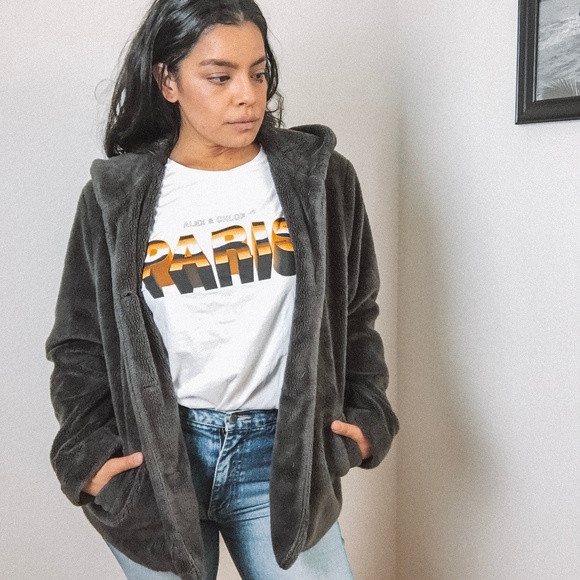 grey teddy bear jacket